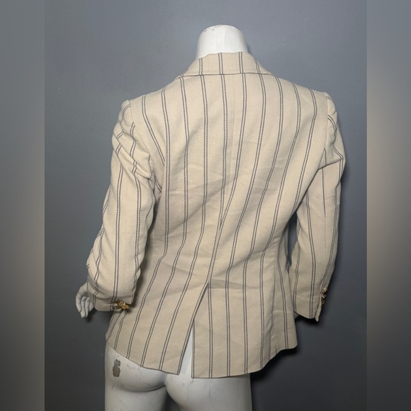 Tory Burch Cream Blazer with Navy Pinstripes - Picture 2 of 9